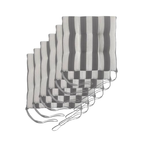 Il Tuo Artigiano Design Set mit 6 Kissen für Gartenstühle, hergestellt in Italien, Kissen für Küchenstühle, 40 x 40 cm, Polster aus Schaumstoff und weichem Acryl (weiß und grau) von Il Tuo Artigiano Design