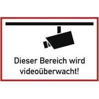 Hinweiszeichen Videoüberwacht L300xB200mm weiß schwarz Alu. von Industrial Quality Supplies