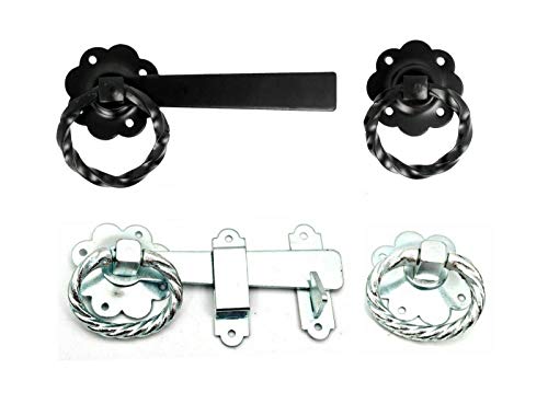 Torriegel, gedrehter Ring, 15,2 cm, Schwarz / verzinkt, mit Schrauben (schwarz) von Infinity Decor