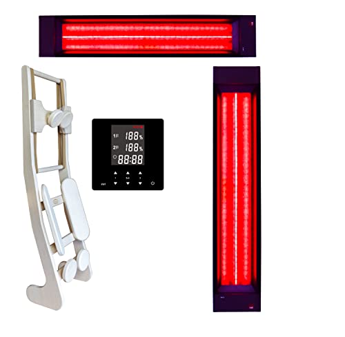 1x Infrarotstrahler InfraROTmed 500W + 1x 1300W + Steuerung + Lehne, Tiefenwärme Vollspektrumstrahler für Sauna und Infrarotkabine, zum Nachrüsten oder Selberbauen von InfraROTmed