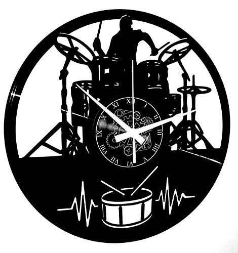 Instant Karma Clocks Wanduhr mit Gitarre Musik Tastatur Batterie Gruppe Musik Rock Metal Motiv Geschenke für Schlagzeuger und Musiker von Instant Karma Clocks