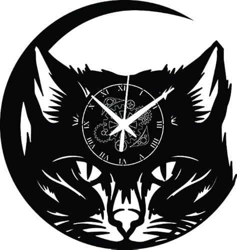 Instant Karma Clocks ➤ Katze ➤ Wanduhr aus Vinyl Katzenmotiv und Tiermotiven Haustiere Katzen von Instant Karma Clocks