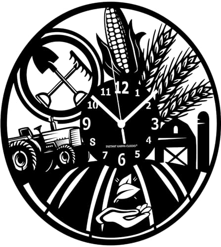 Instant Karma Clocks | Wanduhr | Bauernhof | Bauer | Landwirt | Traktor | Grubber | Geschenkidee von Instant Karma Clocks