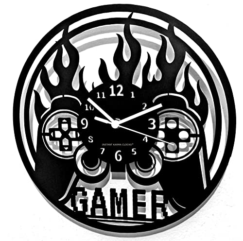 Instant Karma Clocks Wanduhr Gamer Joystick Controller Videospiel-Liebhaber für Jungen Ø30cm von Instant Karma Clocks