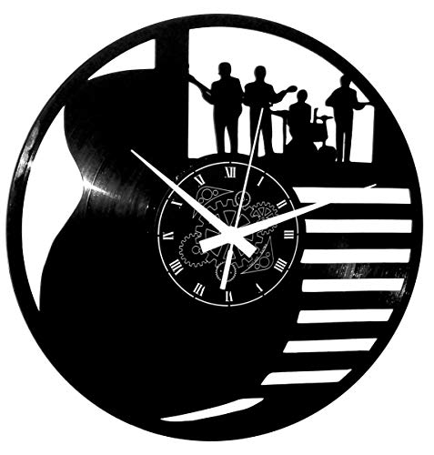 Instant Karma Clocks Wanduhr aus Vinyl Schallplatte Band Gitarre Akku Bass Musiker Musikinstrumente Gruppe Rock Musikband von Instant Karma Clocks
