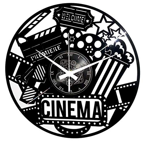 Instant Karma Clocks Wanduhr aus Vinyl Schallplattenuhr mit Movie Theatre Cinema Motiv Filmliebhaber, PVC von Instant Karma Clocks