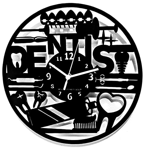 Instant Karma Clocks Wanduhr für Zahnarzt Klinische Zahnheilkunde Zähne Arzt Geschenkidee, Holz, Schwarz, 30x30cm von Instant Karma Clocks
