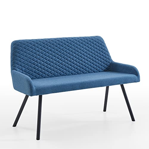 Inter-Furn Meran Sitzbank, Metall, Sitz/Rücken Blau, Metallbeine Schwarz, 130 x 87 x 60 cm von Inter-Furn