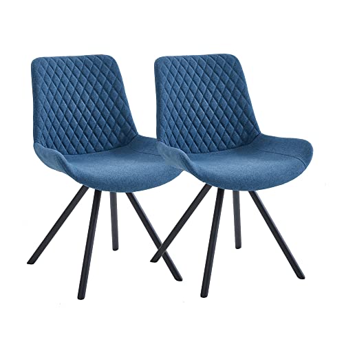 Inter-Furn Meran Stühle 2er Set, Metall, Sitz/Rücken Blau, Metallbeine Schwarz, 56 x 86 x 59 cm von Inter-Furn
