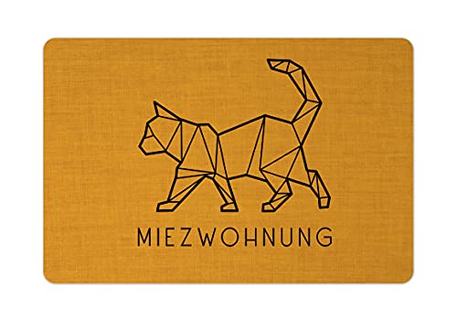 Interluxe Fußmatte 40x60 cm - Miezwohnung- rutschfeste Fussmatte, Katze, Fellnase, Haustier, Kater Mustard von Interluxe