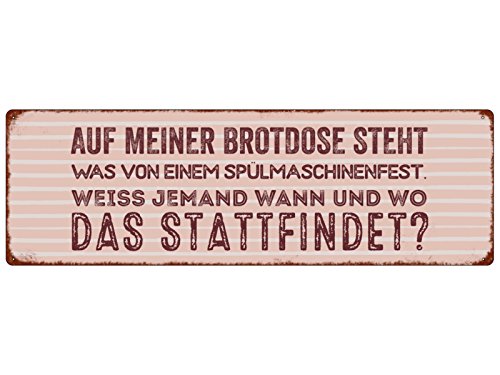 Interluxe METALLSCHILD Blechschild AUF MEINER BROTDOSE Steht Spruch Schule Kind Lustig von Interluxe