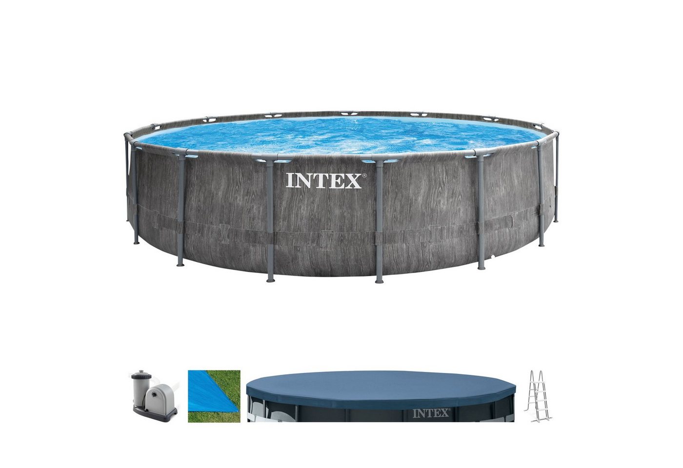 Intex Framepool PrismFrame Greywood (Set), ØxH: 549x122 cm von Intex