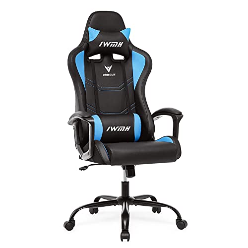 Intimate WM Heart Gaming-Stuhl, Gamer-Stuhl mit ergonomischer Rückenlehne, verstellbare Kopfstütze und Lendenwirbelstütze, Blau von IntimaTe WM Heart