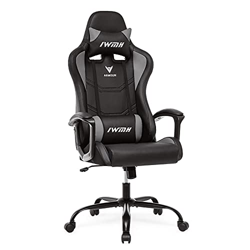 Intimate WM Heart Gaming-Stuhl, Gamer-Stuhl mit ergonomischer Rückenlehne, verstellbare Kopfstütze und Lendenwirbelstütze, grau von IntimaTe WM Heart