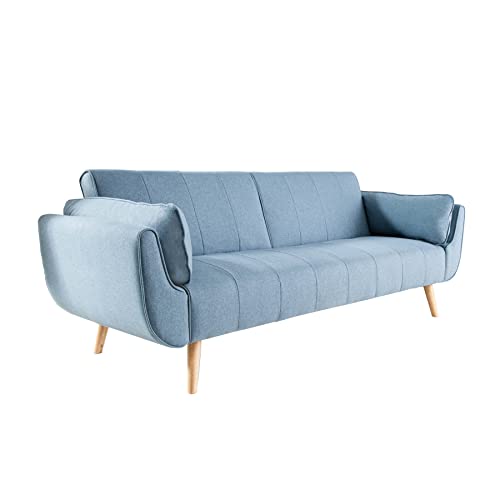 Invicta Interior Design Schlafsofa DIVANI 220cm hellblau Bettfunktion 3er Sofa Scandinavian Design Schlafcouch Schlaffunktion Couch von Invicta Interior