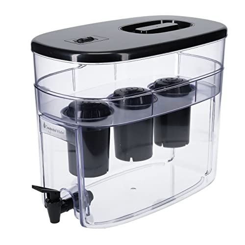 pH RECHARGE - Wasserspender mit Filter für natürlich gereinigtes, basisches, ionisiertes Trinkwasser - reduziert Kalk & erhöht pH-Wert - mit Zapfhahn - BPA-freier Kunststoff - 12,5 l (3, Black) von Invigorated Water