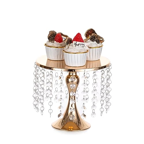 Inweder Hochzeits Tortenständer Metall Tortenplatte - 20cm Rund Tortenständer Hoch Kuchensockel Ständer Kuchenplatte Gold Cupcake Ständer für Nachmittagstee Dessert Tisch Party Zeremonie von Inweder