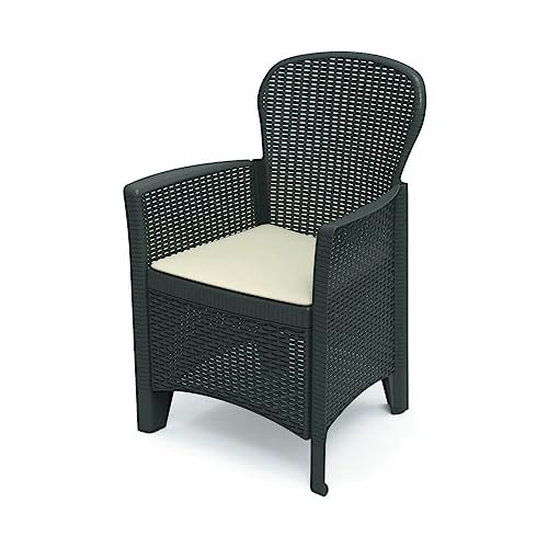Modularer Sessel mit Rattan-Effekt, Made in Italy, 60 x 58 x 89 cm, Farbe Anthrazit von Ipae-Progarden S.P.A.