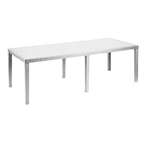 Rechteckiger ausziehbarer Gartentisch, Made in Italy, Farbe Weiß, Maße 150 x 72 x 90 cm (ausziehbar bis 220 cm) von Ipae-Progarden