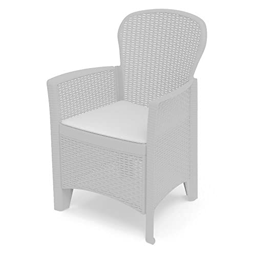Modularer Sessel mit Rattan-Effekt, Made in Italy, 60 x 58 x 89 cm, Farbe Weiß von Ipae-Progarden