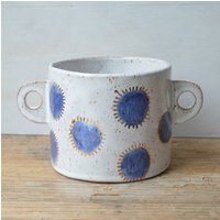 Handgemachter Keramik Übertopf, Dekoblumentopf Für Drinnen, Einzigartige Pflanztopf Mit Henkeln, Mittelgroß von IslaClayCeramics