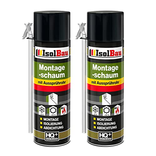 Isolbau B2 Montageschaum Adapterschaum - 2 x 500 ml PU-Bauschaum für Verfüllung, Montage, Isolierung, Abdichtung, Innen & außen von Isolbau