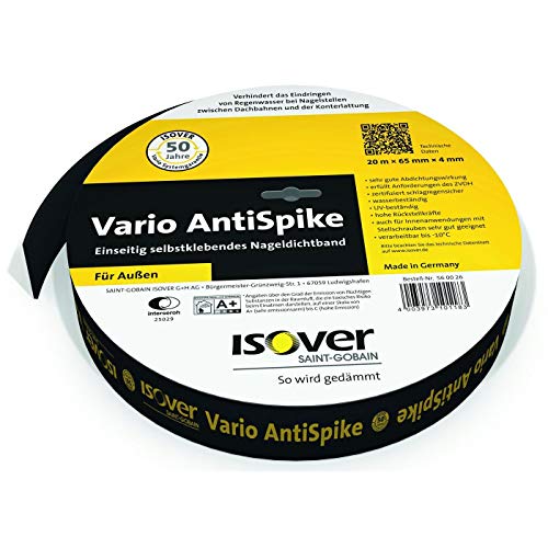 ISOVER Vario AntiSpike Nageldichtband - 65 mm breit - 20 m Rolle für außen UV-beständig von Isover