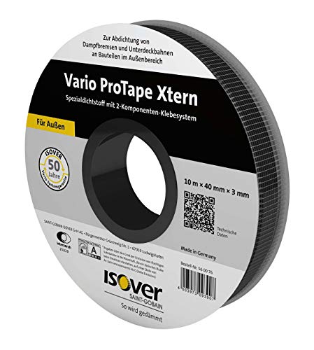 Isover 560076 Vario ProTape Xtern, Spezialdichtstoff von der Rolle für außen, schwarz von Isover