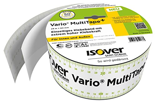ISOVER 560083 Vario MultiTape + einseitiges, multifunktionales Klebeband für Innen und Außen, weiß, 25m x 60mm von Isover