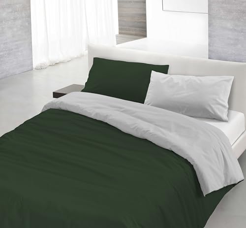 Italian Bed Linen Bettwäsche-Set Natural Color, Olivgrün/Hellgrau, Doppelbett von Italian Bed Linen