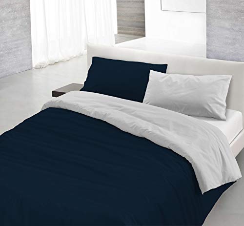 Italian Bed Linen Natural Color Doubleface Bettbezug, 100% Baumwolle, hell Grau/Rauch, Doppelte von Italian Bed Linen