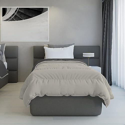 Italian Bed Linen Winter-Daunendecke, feuerfest, zweifarbig, Mikrofaser, hellgrau/dunkelgrau, Einzelbett, 150 x 200 cm von Italian Bed Linen