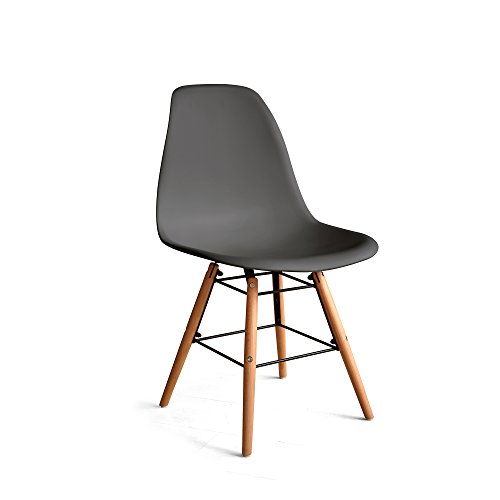 Italian Concept, Stuhl mit Beine aus Holz und Struktur Kabelbinder aus Metall schwarz lackiert. Sitzfläche und Rückenlehne aus Polypropylen, Grau, Einheitsgröße von Italian Concept