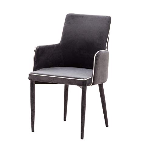 Italian Concept Chic Sessel mit Gestell aus Metall, Tubolare, Polsterung aus Polyurethan, Bezug aus Samt, Asche, Einheitsgröße von Italian Concept