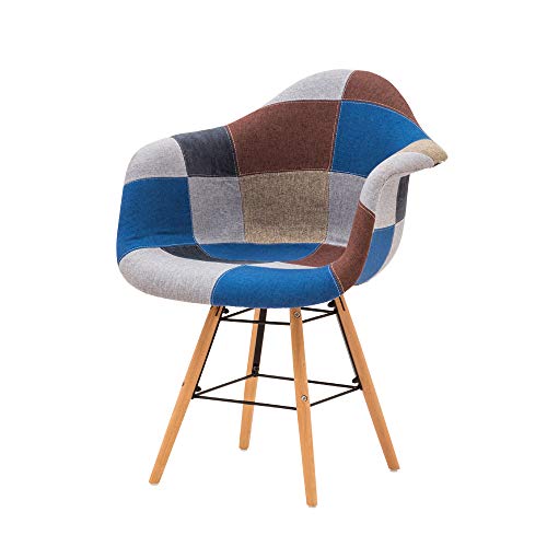 Italian Concept Great Sessel mit Beinen aus Tannenholz, gepolsterter Sitzfläche aus Polyurethan, mit Schatz aus Patchwork, Mehrfarbig, Einheitsgröße von Italian Concept