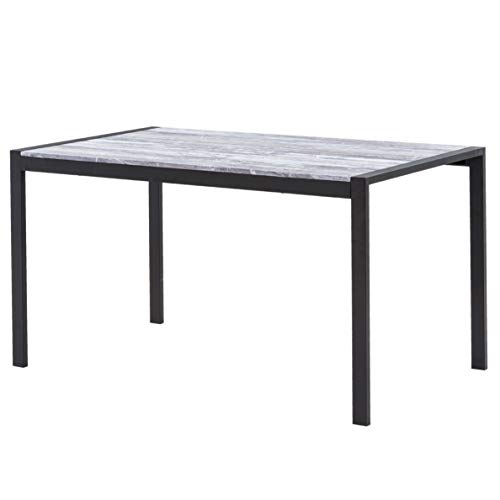 Italian Concept Wait, Tisch mit Gestell aus satiniertem Aluminium, Tischplatte aus MDF mit Zementfolie fertig, grau, Taglia Unica von Italian Concept