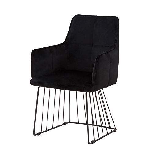 Italian Concept Zed Sessel mit Gestell aus Aluminium, gepolsterter Sitzfläche aus Polyurethan, mit Samtbezug, Einheitsgröße, Schwarz von Italian Concept