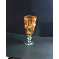 Seltene 12 "Große Kristall Glas Schwere Handgravierte Blumenvase Home Dekor Gold Farbe Blumenständer Murano Geschenk Für Mama Hochzeit von ItalyVintageDream