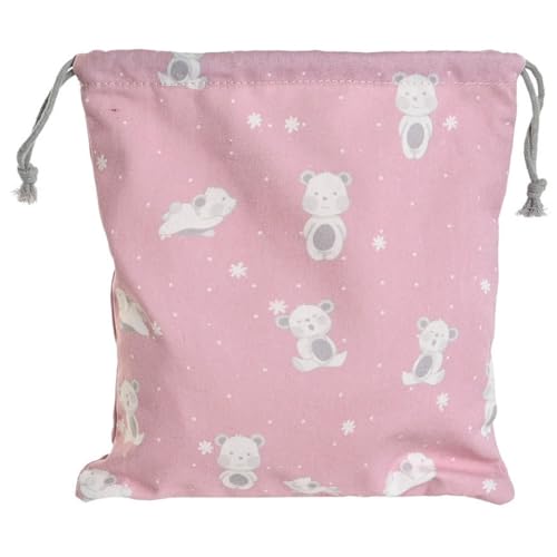 Snacktasche aus Leinen, Bären Baby, 24 x 26 x 2 cm, Blau und Rosa von Item