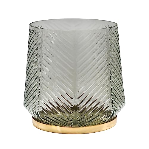 Ivyline Kerzenhalter mit Ulmenprägung in klarem Grau – wasserdicht und stilvoll – dekorativer strukturierter Glashalter für Teelichter – H 15 cm x B 15 cm x T 15 cm von Ivyline