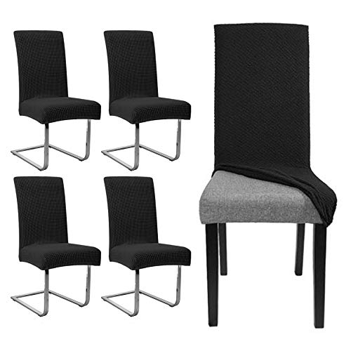 Izrielar 4er Set Stuhlhusse, Schwarz Stuhlbezug Langlebig Stretch Stuhl Husse,für Haus Esszimmer von Izrielar
