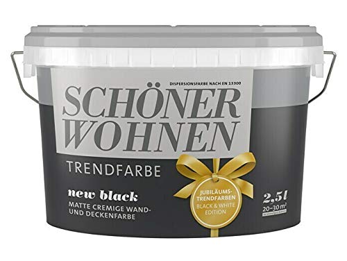 Schöner Wohnen 2,5 L. Trendfarbe New Black Matt, Wandfarbe, 20-30 m² von Schöner Wohnen