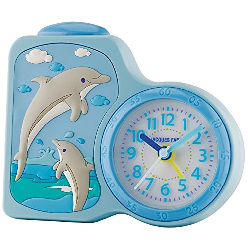 JACQUES FAREL Kinderwecker Delfine hellblau ohne Ticken, mit Licht und Snooze ACB 712 DO von JACQUES FAREL