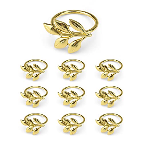 Serviettenringe Gold, JANDH 10 Stück Metall Servietten Ringe, Aussehen der Blätter Serviettenschnallen, Geeignet für Hochzeit, Weihnachten, Familientreffen, Tischdekoration von JANDH