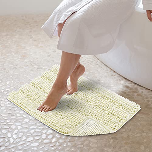 JARITTO Badezimmerteppich rutschfest Badteppich Waschbar Badvorleger Badematte für Badewanne, Dusche und Badezimmer WC Mikrofaser Chenille Saugfähig - 43 x 61 cm (Cremeweiß) von JARITTO