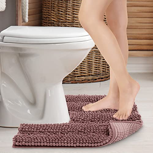 JARITTO Badezimmerteppich rutschfest Wc Vorleger mit Ausschnitt Podest für Toilette Toiletten-Sockelmatte Waschbar Badvorleger Badematte Mikrofaser Saugfähig - U-Förmige 51 x 51 cm (Pastellviolett) von JARITTO