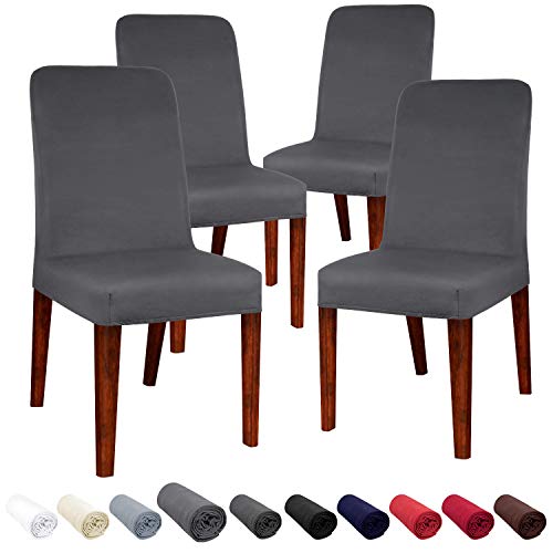 JARITTO Beschützer Stuhlhussen Stretch Stuhlbezug Elastischer Moderner Hussen für Stühle Universal Waschbar Abnehmbar Für Esszimmer Hotel Restaurant Party Bankett Hochzeitsfeier 4 Stücke (Grau) von JARITTO