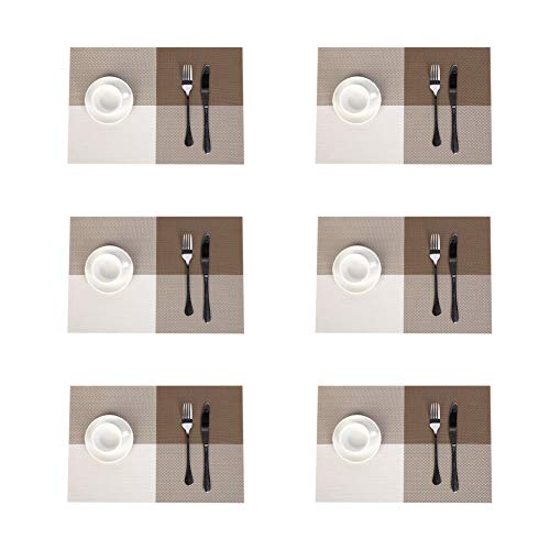 Jaritto Set de Table Lot de 6 Napperons Tressés en PVC Lavables Antidérapant Resistant à la Chaleur Décor Restaurant Salle à Manger Marron von JARITTO