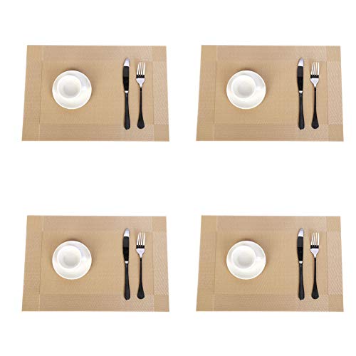 Jaritto Lot de 4 Sets de Table PVC Napperons Vinyle Tissé Lavables Resistant à la Chaleur Antidérapant Pour Restaurant Salle Manger Jaune von JARITTO