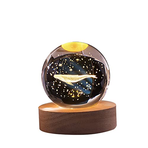 JAWSEU 3D Kristallkugel Nachtlicht, LED Sternenhimmel Dekoleuchte, Kristallkugel Modell Nachtlicht mit Ständer, Dekorationsgeschenke für Weihnachten, Erntedankfest, Geburtstag von JAWSEU